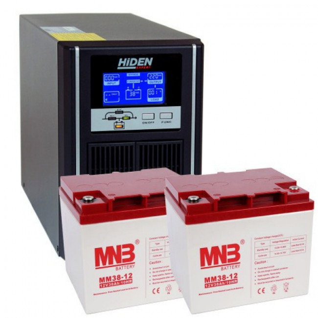 Комплект онлайн ИБП HIDEN UDC9201H (1000Ва / 800Вт) + 2 АКБ 38А/ч