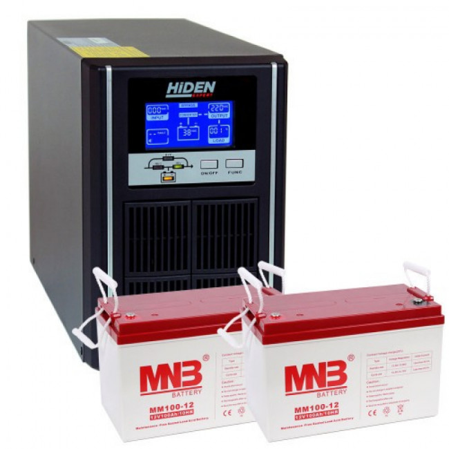 Комплект онлайн ИБП HIDEN UDC9201H (1000Ва / 800Вт) + 2 АКБ 100А/ч