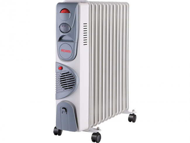 Масляный радиатор ОМ-12НВ с тепловентилятором Ресанта 67/3/12