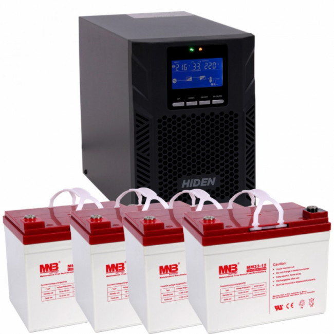 Комплект онлайн ИБП HIDEN UDC9102H (2000 Ва / 1800 Вт) + 4 АКБ 33А/ч
