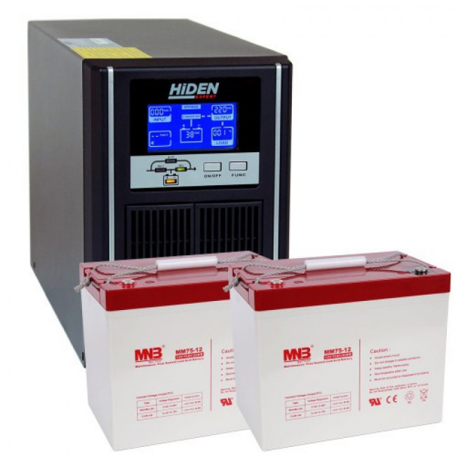 Комплект онлайн ИБП HIDEN UDC9201H (1000Ва / 800Вт) + 2 АКБ 75А/ч