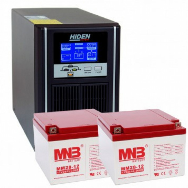 Комплект онлайн ИБП HIDEN UDC9201H (1000Ва / 800Вт) + 2 АКБ 28А/ч